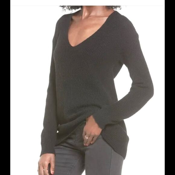 NEW BP black ribbed V neckline knitted sweater XXS - Picture 1 of 9